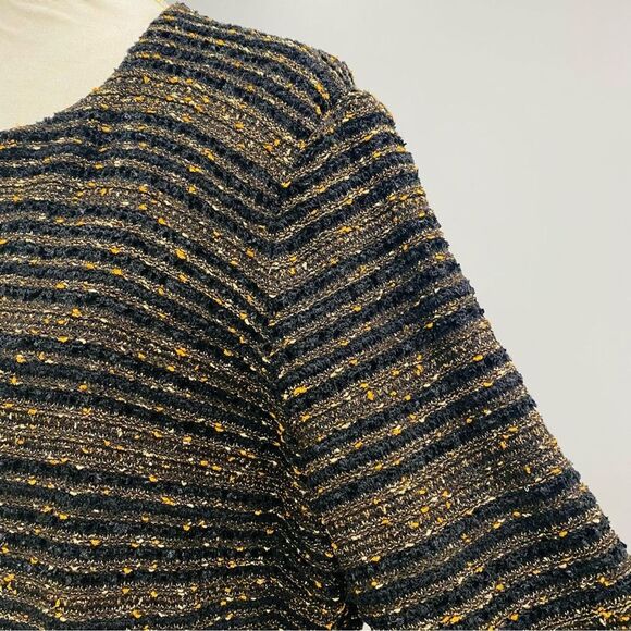 MING WANG Sapphire XL Black Gold Tweed Sparkle Zip Evening Cocktail Party Blazer - Picture 5 of 16